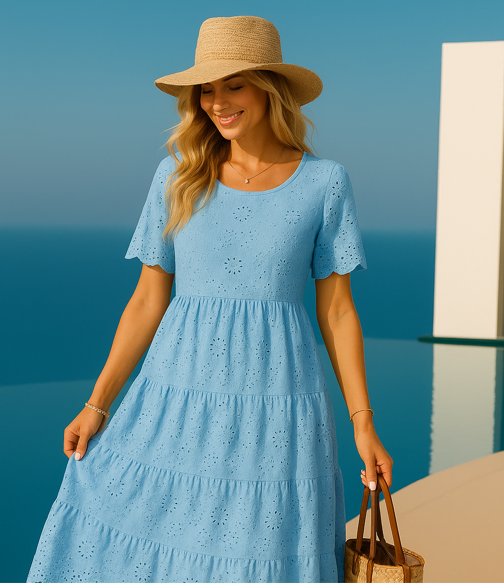 Mintlis women, cotton elastane crepe, long Dianne dress, (36-44)