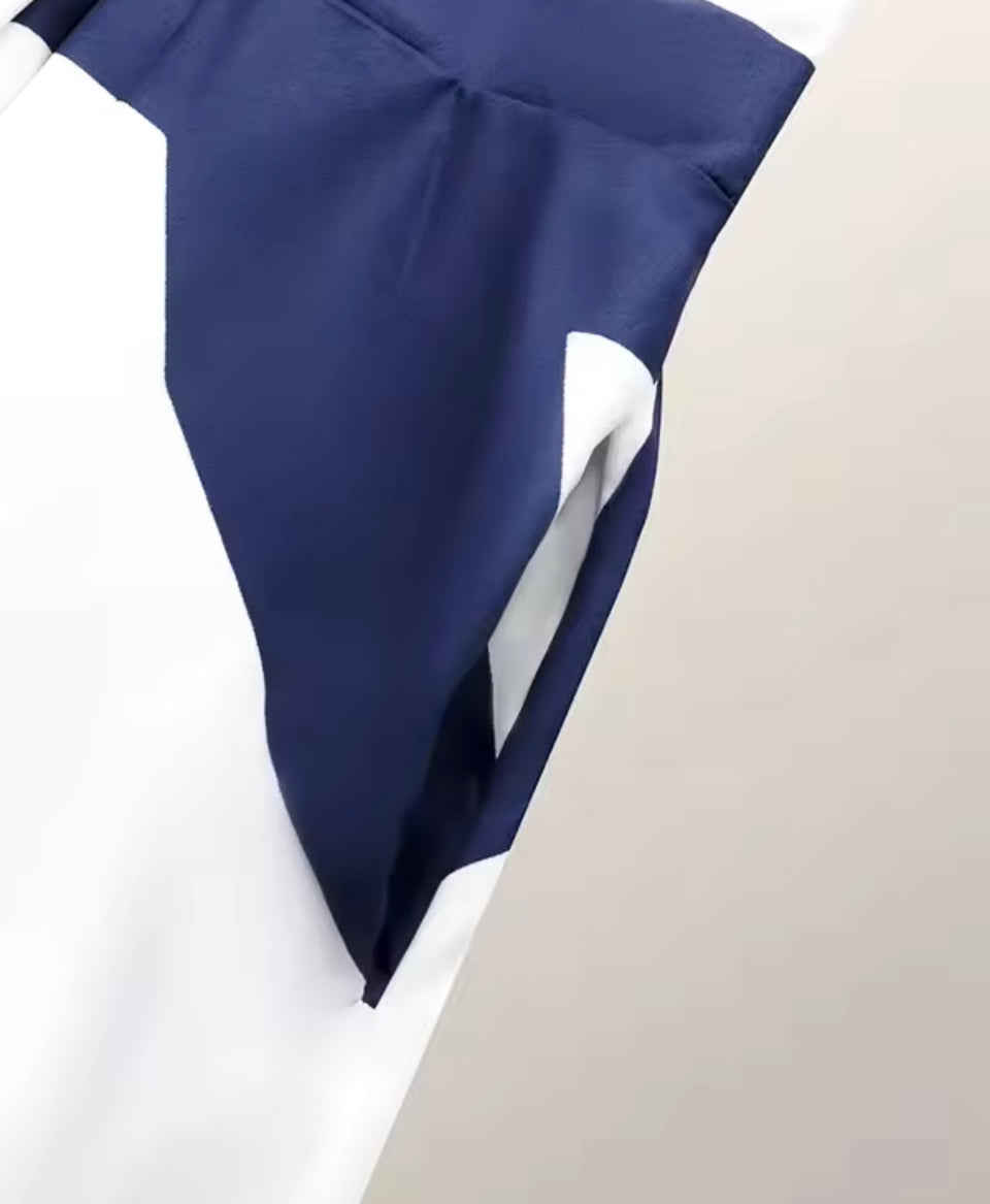 Mintlis women, cotton lycra elastic back, blue Maraba dress, sizes (36-46)