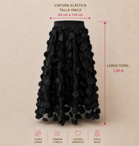 Milan embroidered tulle patchwork skirt lining, one size 64 cm to 110 cm, elastic waistband