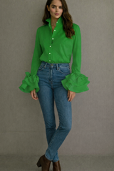 Camisa Flamenco de algodón, 5 colores, tallas (36-50) vídeo