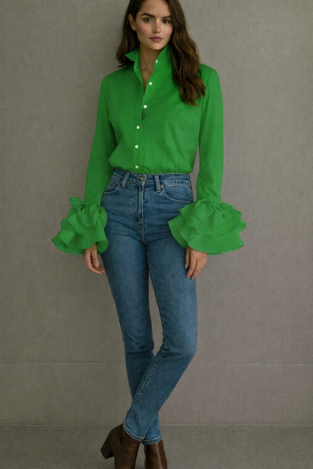 Camisa Flamenco de algodón, 5 colores, tallas (36-50) vídeo