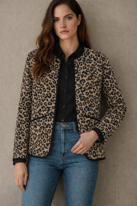 Chaqueta Opera acolchada de algodón con botones, 3 estampados, tallas (36-46)