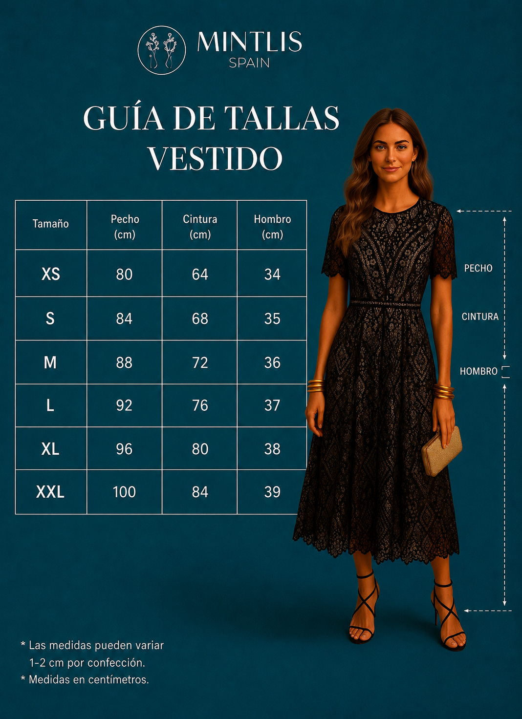 Vestido Gaby Midi algodón de encaje y bordado, 2 colores, tallas (36-46) vídeo