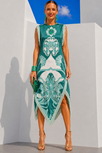 Vestido Oporto MIDI estampado flecos, tallas (34- 46) vídeo