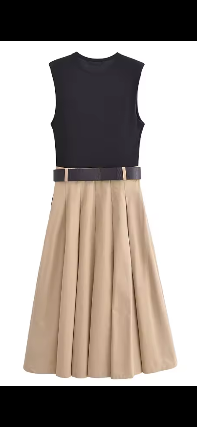 Emily dress, cotton lycra, belt included, sizes (36-46)