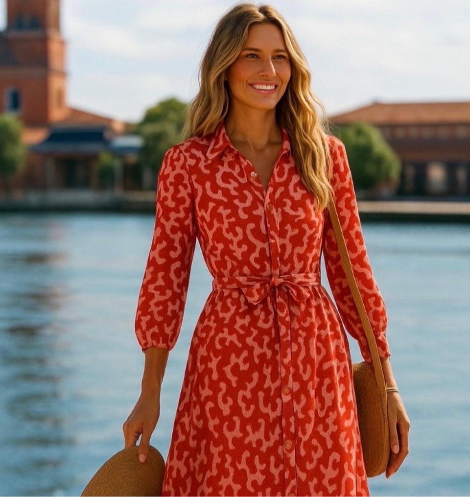 Mintlis mujer, algodón con fajín vestido Angie, 2 colores, tallas (36-48)