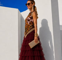 Conjunto Lisboa 2 piezas juntas, 4 colores falda tul suave (64-110 cm cintura elástica) top talla (34 -48) vídeo