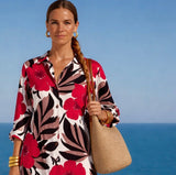 Vestido Sicilia camisero algodón licra eslastane, alta calidad, 3 estampados, tallas (36-50)