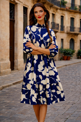 Vestido Gaby flores algodón licra, 2 colores tallas (36-52)