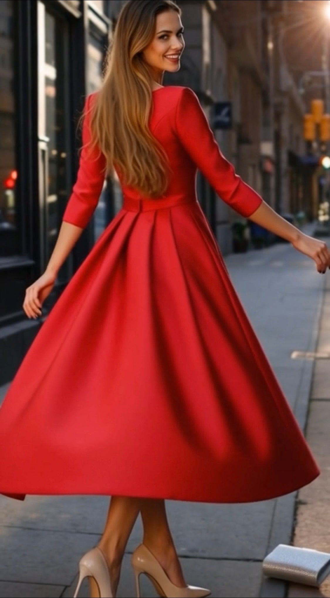 Vestido Dinastia, satén satinado licra elastane, 2 colores negro y rojo, tallas (36-48)