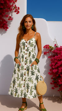 Vestido Lanzarote tirantes ajustables con bolsillos, 4 estampados, tallas ( 36-52)