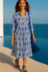 Diana dress, below the knee, 4 prints, sizes (36-48)