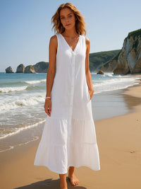 Vestido CHLOE de algodón lino, 5 colores, tallas (36-46)