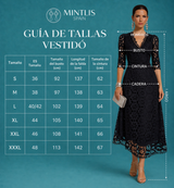 Vestido Amori negro bordado con forro, tallas (36-48)
