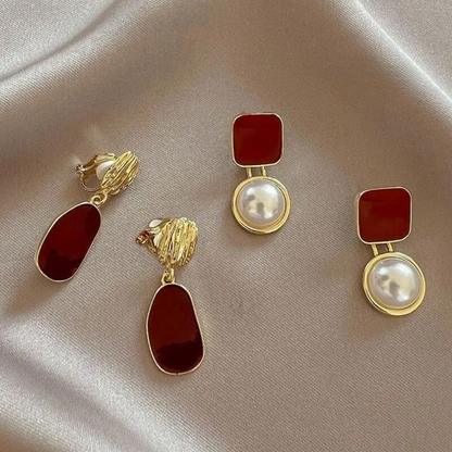 Vintage Red Clip Earrings