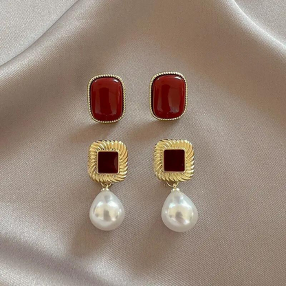 Vintage Red Clip Earrings