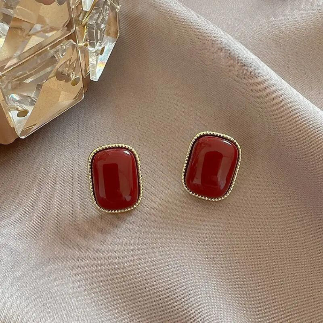 Vintage Red Clip Earrings