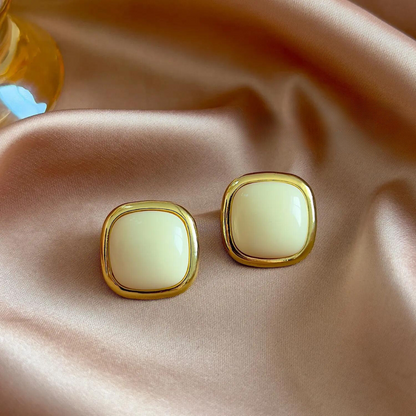 Vintage Beige Clip Earrings