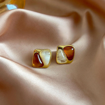 Vintage Beige Clip Earrings