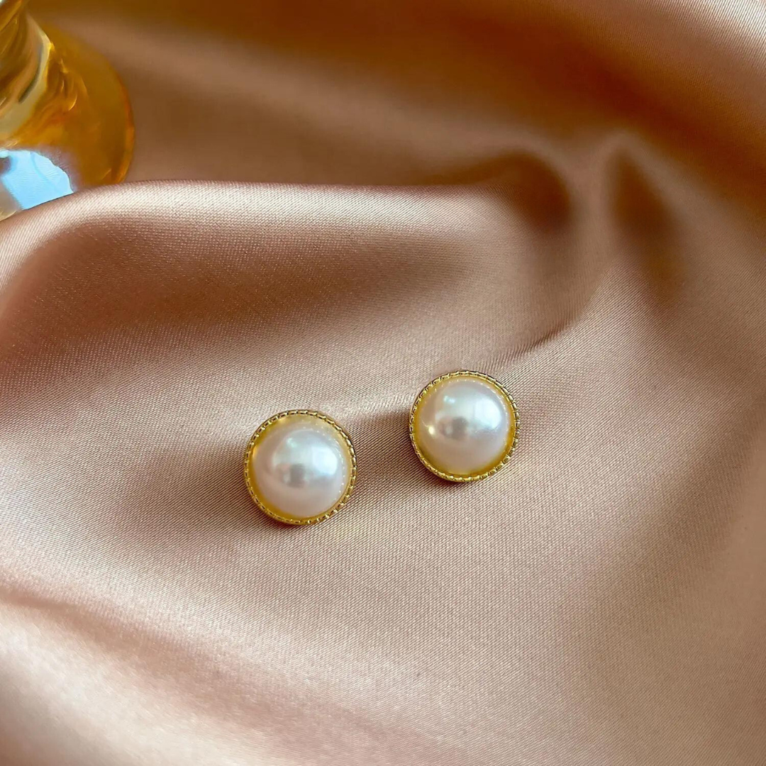 Vintage Beige Clip Earrings