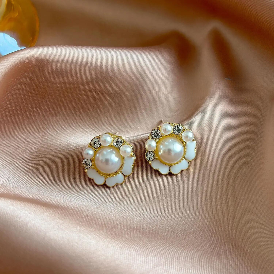 Vintage Beige Clip Earrings