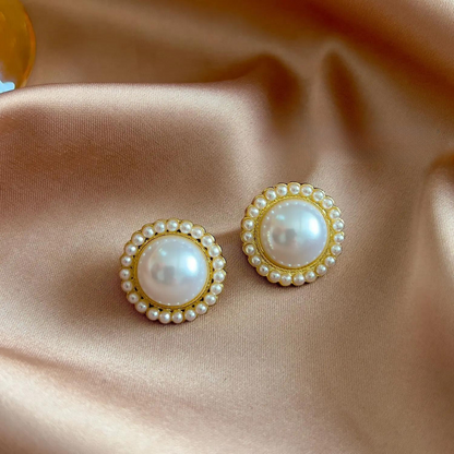 Vintage Beige Clip Earrings