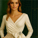 TRÈS CONFORTABLE Chemise croisée Alice en satin et lycra, 3 couleurs, 4 tailles