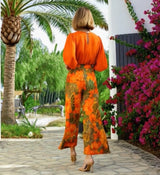 Orange Caribbean set ⭐️, blouse+pants, elasticated waist, sizes (36-50)