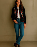 Chaqueta Dishley bordada flores en relieve, tallas (36-48)