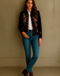 Chaqueta Dishley bordada flores en relieve, tallas (36-48)