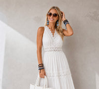 Paulina cotton lace dress with plumeti lining, 5 colors, sizes (34-50) video