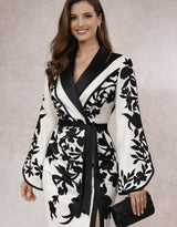 Vestido Michelle crepe gasa estampado con fajín largo, tallas (36-48) lo