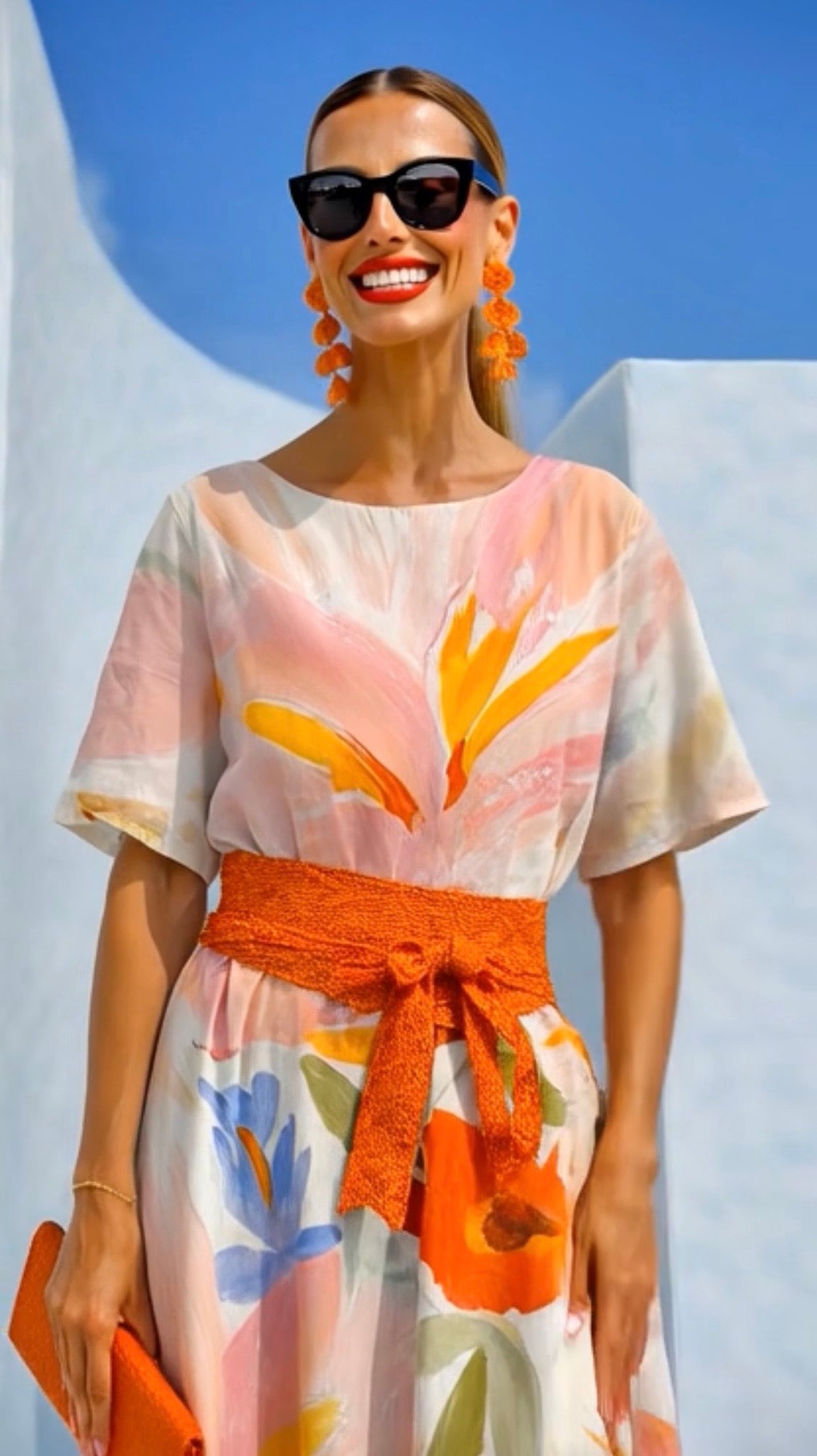 Vestido Alegría estampado con fajín incluido, algodón, 2 estampados, tallas (38-54) video