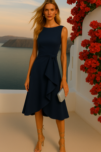 Sardinia dress in cotton-lycra crepe, 6 colors, sizes (36-46)