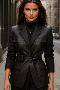 VALERIE jacket made of 100% leather and cotton spandex, elastic sizes (36-54)