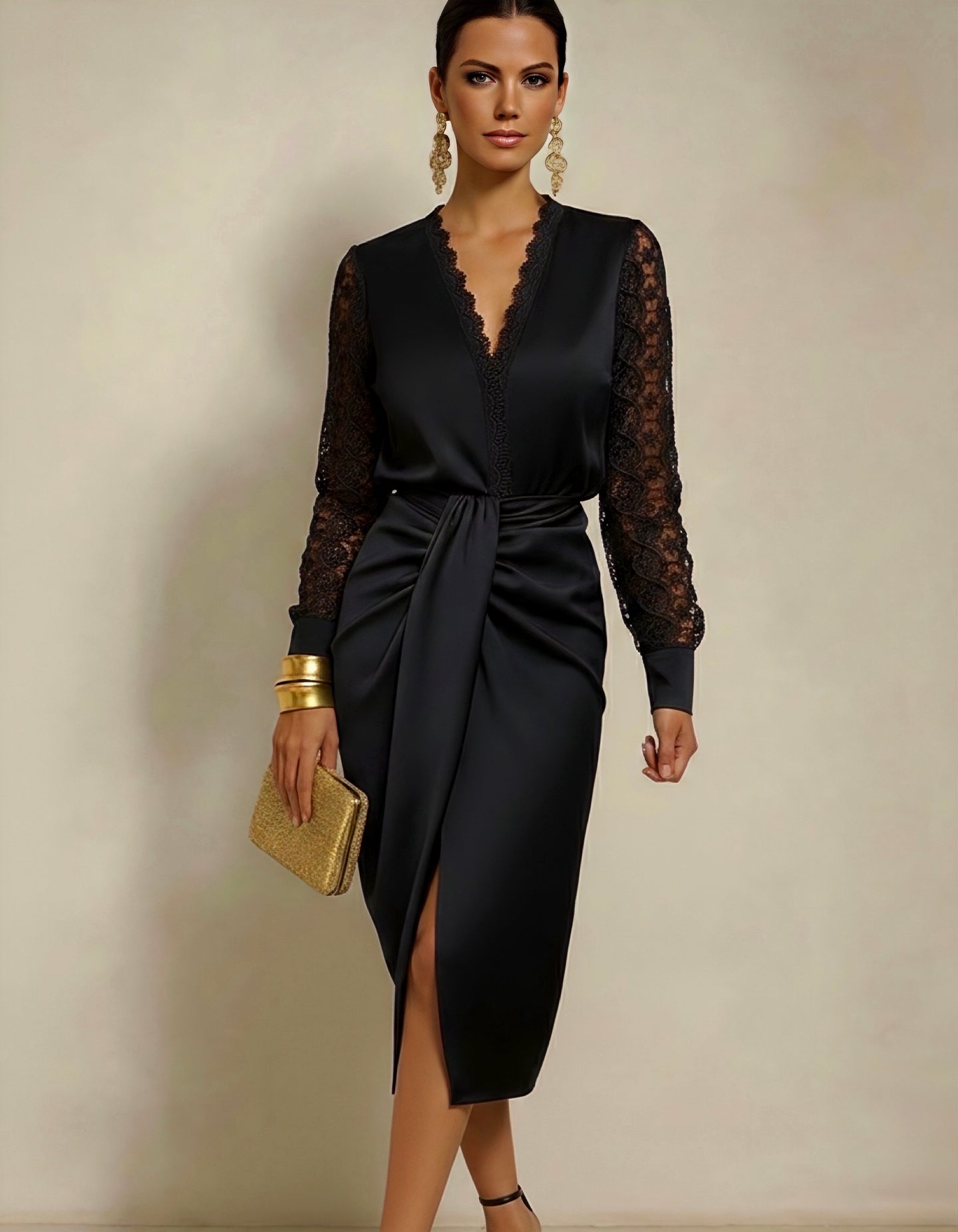 Puerto Rico dress, cotton lycra elastane, lace sleeves, 2 colors, sizes (36-48) (video)