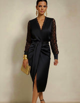 Puerto Rico dress, cotton lycra elastane, lace sleeves, 2 colors, sizes (36-48) (video)