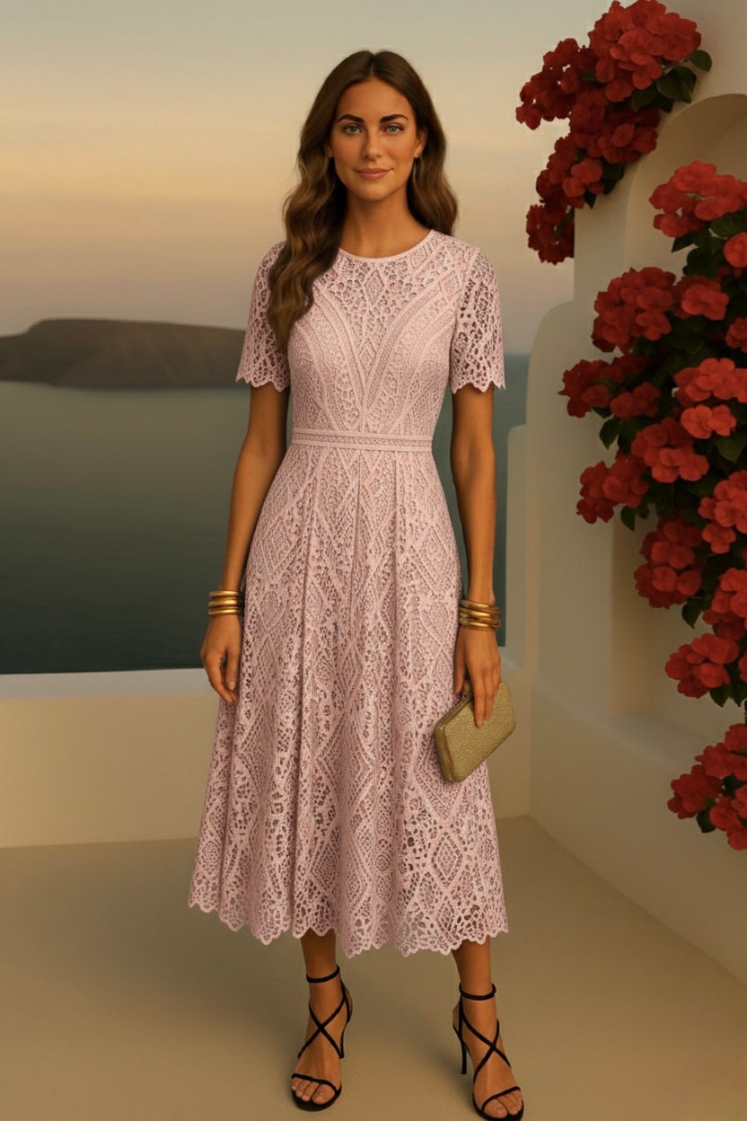 Gaby dress in lace and embroidery, 4 colors, sizes (36-46)