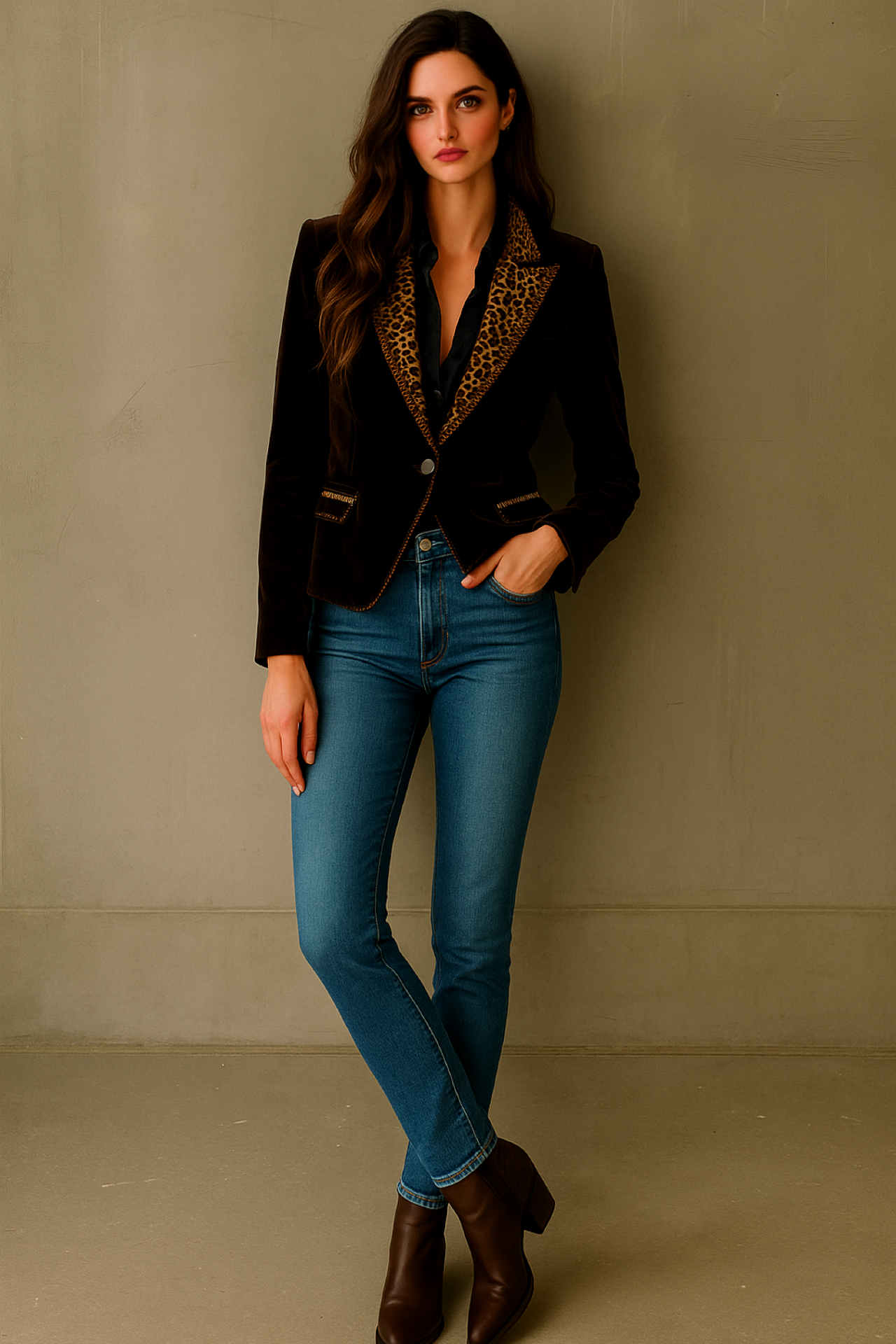 Blazer Leopard marrón terciopelo tallas (36-48)