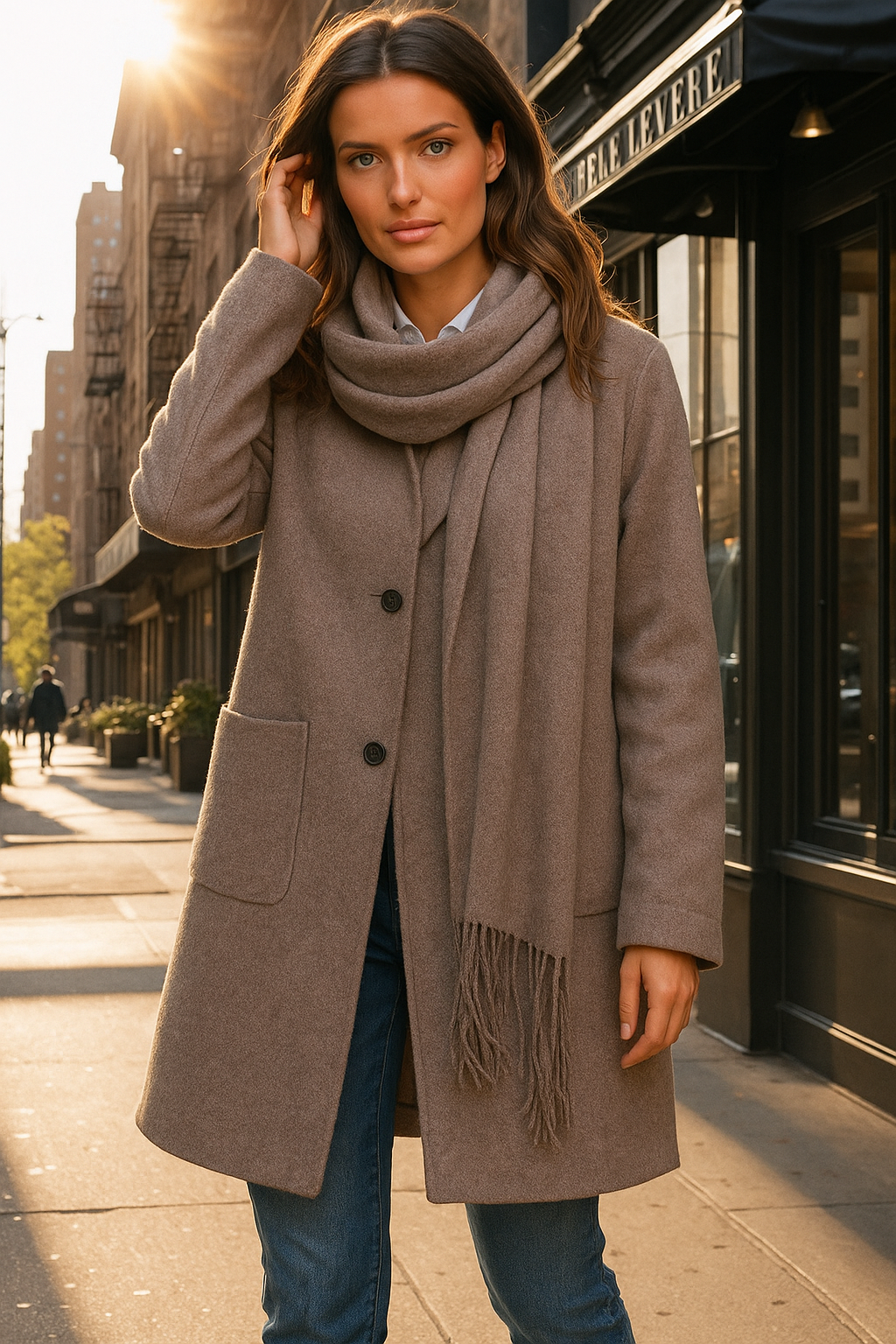 Mintlis women's cashmere wool with scarf, Gabrielle jacket, 2 colors, sizes (36-46)