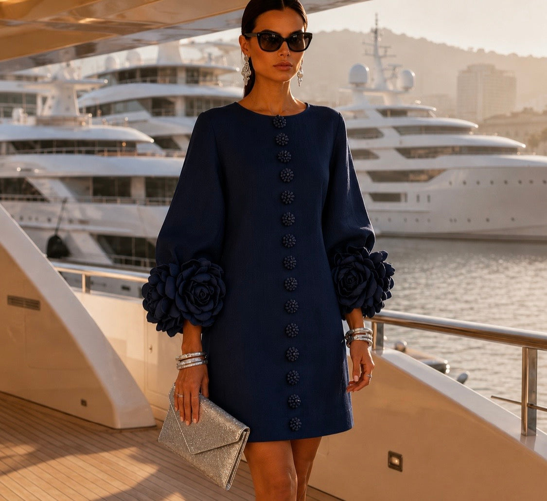 Vestido Positano botones mangas flores, 4 colores, tallas (34-50) video