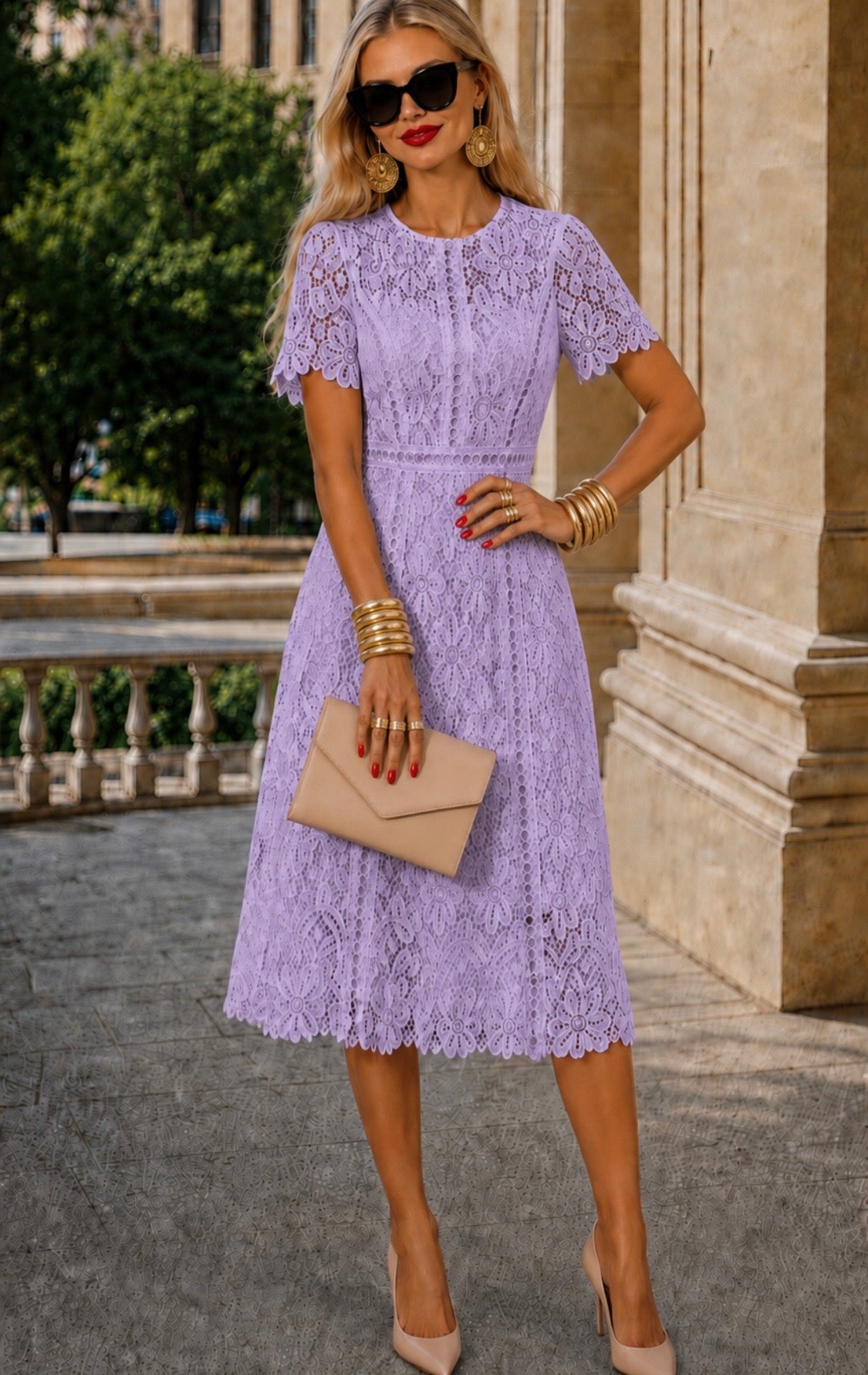 Embroidered Bárbara dress, with lining, 5 colors, sizes (34-46) video