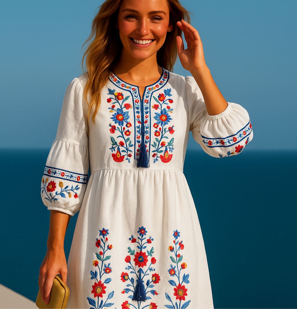 40% OFF Norman embroidered dress, 3 colors, sizes (36-46)