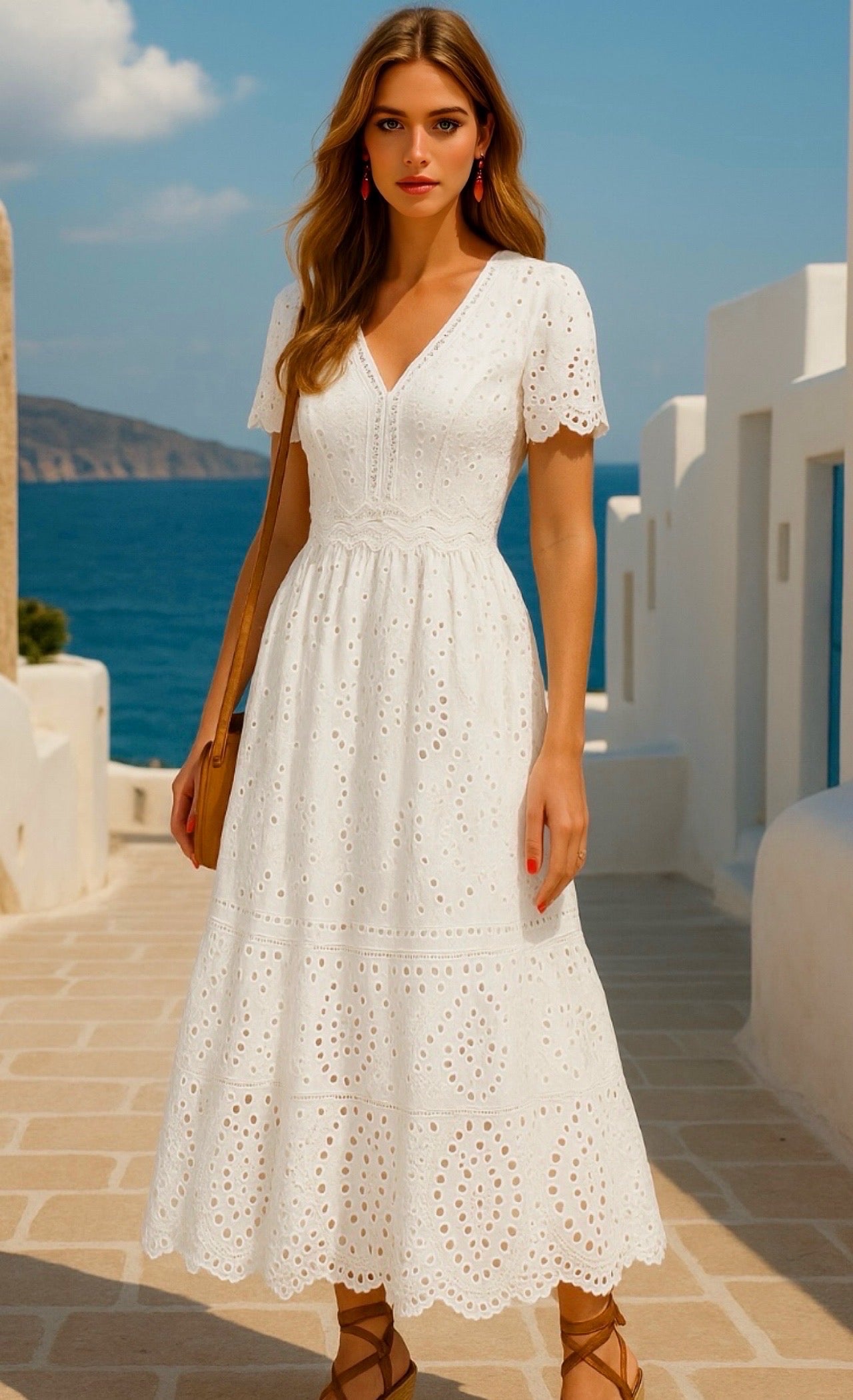 Caroline cotton brocade dress, sizes (36-50)