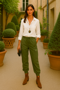 Geneva cargo pants, stretch cotton, elastic, 3 colors, sizes (36 to 50)