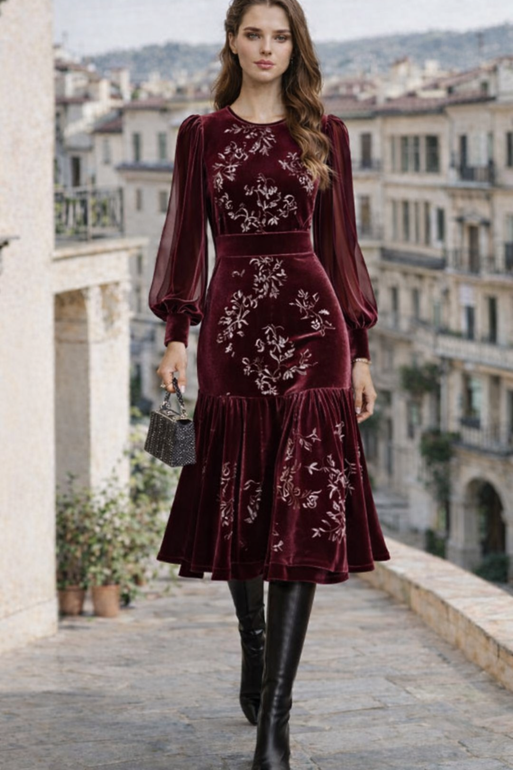 Vestido Sarah terciopelo algodón licra, 3 colores, tallas(36-48)