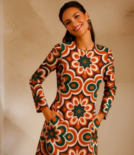 Vestido America MIDI algodón licra elastane sin arrugas estampado, tallas (36-50) quedan solo 39 unidades