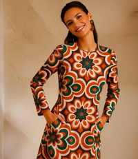 Vestido America MIDI algodón licra elastane sin arrugas estampado, tallas (36-50) quedan solo 39 unidades