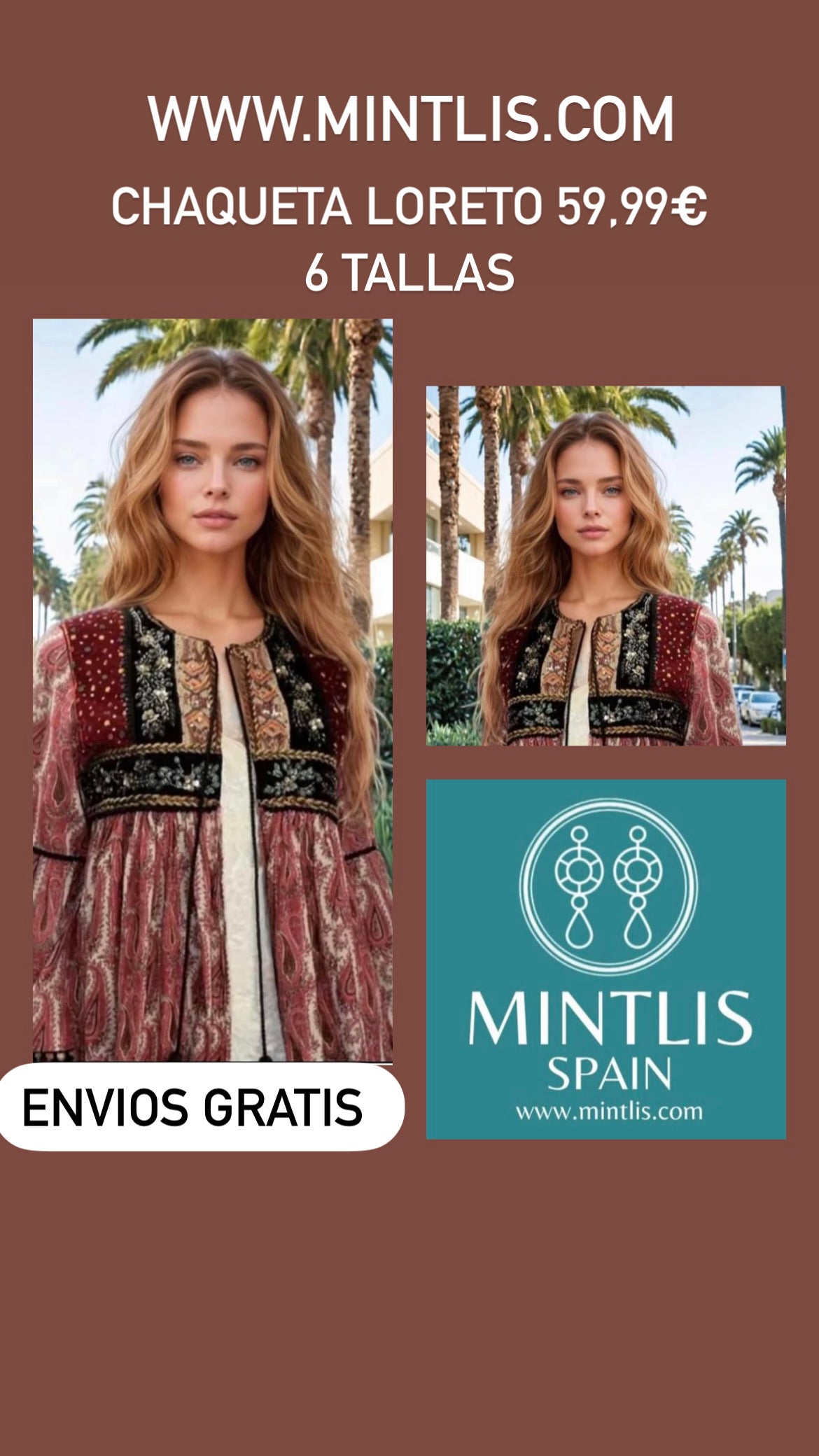 Cardigan Loreto vino patchwork, 6 tallas (36-46) envios gratis