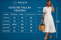 Vestido Mafalda camisero algodón bordado con fajón, tallas (36-48)